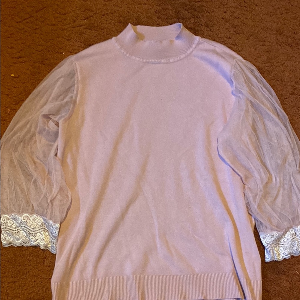 Pink Top with Sheer Sleeves